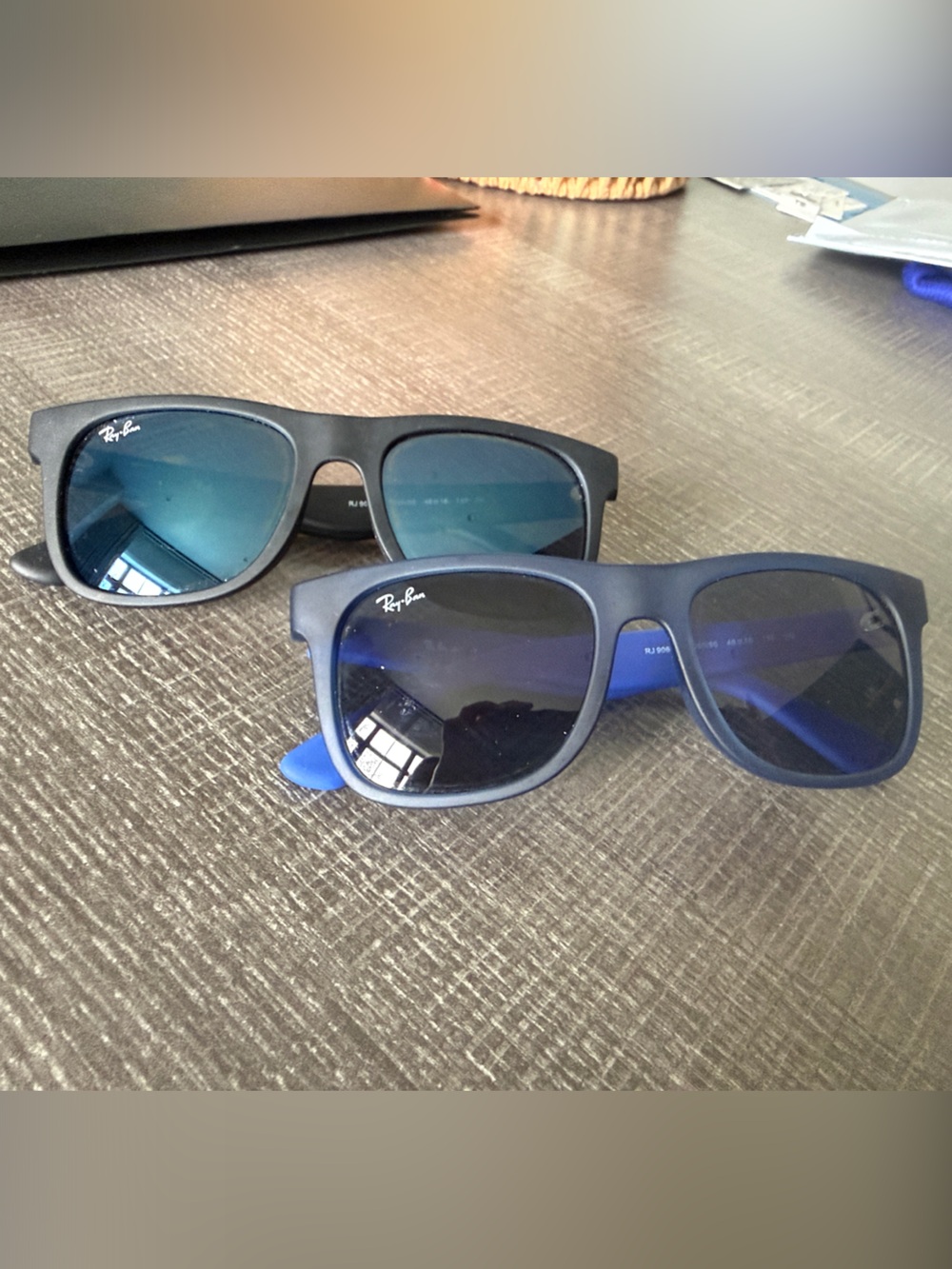 Ray-Ban Matte Blue and Black Frame Sunglasses - Blue Lenses YOUTH